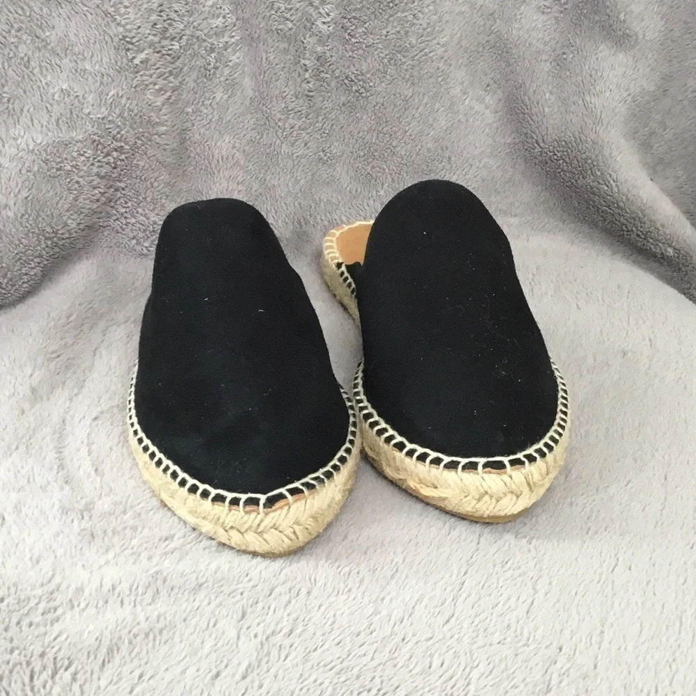 NWOT Pinaz Black Suede Espadrille Mules